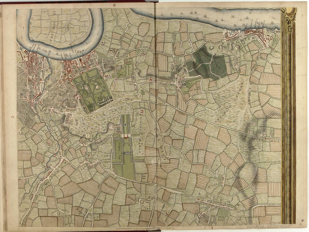 18th century map of London and Westminster